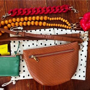 WOVEN BELT FANNY CROSSBODY BAG +FREE GIFT + Clare V. strap + straps bundle  mix